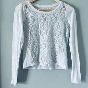 Hollister White Lace Front Sequin Shirt
